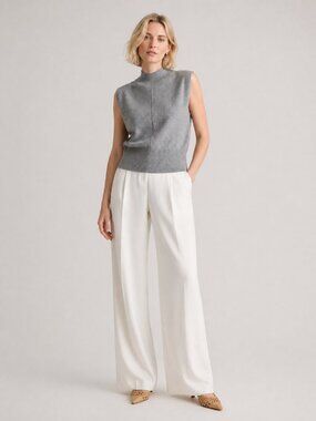 Banana Republic Franca Cashmere Padded-Shoulder Top Size S